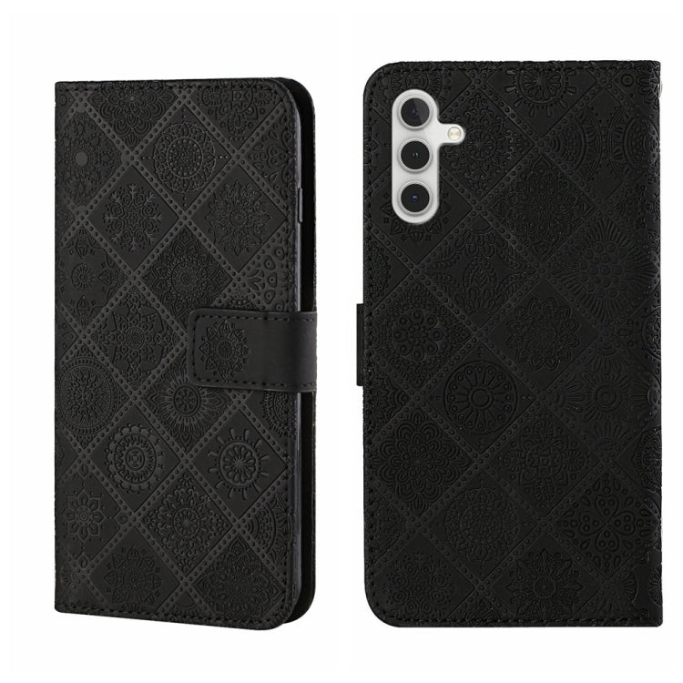 For Samsung Galaxy S25 5G Ethnic Style Embossed Pattern Leather Phone Case(Black) by buy2fix