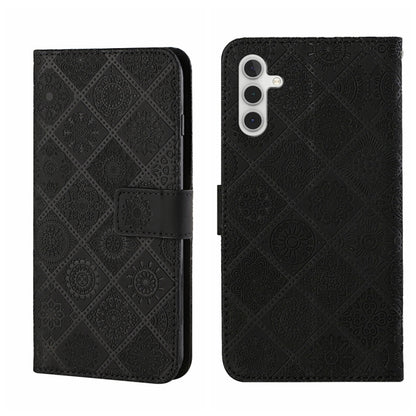 For Samsung Galaxy S25 5G Ethnic Style Embossed Pattern Leather Phone Case(Black) by buy2fix