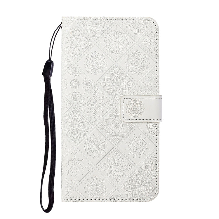 For Samsung Galaxy S25 5G Ethnic Style Embossed Pattern Leather Phone Case(White) by buy2fix