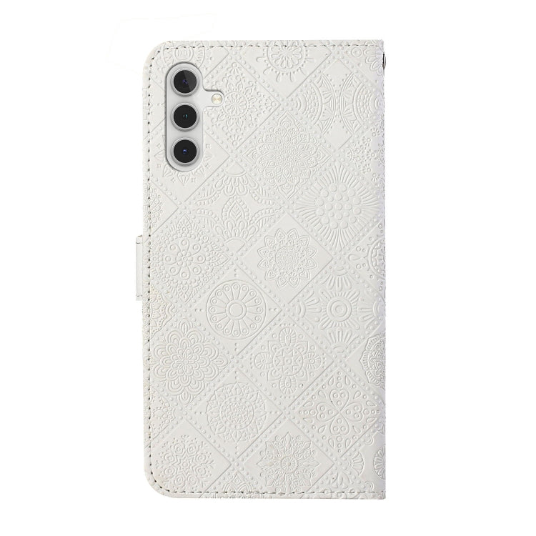 For Samsung Galaxy S25 5G Ethnic Style Embossed Pattern Leather Phone Case(White) by buy2fix