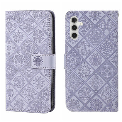 For Samsung Galaxy S25 5G Ethnic Style Embossed Pattern Leather Phone Case(Purple) by buy2fix