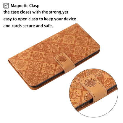 For Samsung Galaxy S25+ 5G Ethnic Style Embossed Pattern Leather Phone Case(Brown) by buy2fix