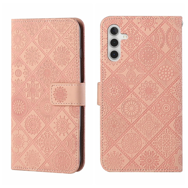 For Samsung Galaxy S25+ 5G Ethnic Style Embossed Pattern Leather Phone Case(Pink) by buy2fix