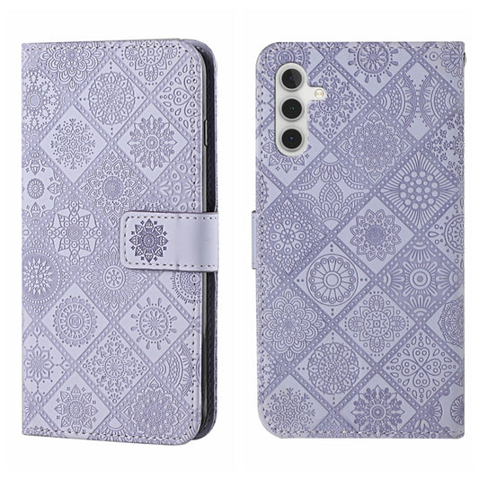 For Samsung Galaxy S25+ 5G Ethnic Style Embossed Pattern Leather Phone Case(Purple) by buy2fix