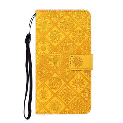 For Samsung Galaxy S25 Ultra 5G Ethnic Style Embossed Pattern Leather Phone Case(Yellow) by buy2fix