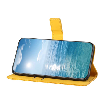 For Samsung Galaxy S25 Ultra 5G Ethnic Style Embossed Pattern Leather Phone Case(Yellow) by buy2fix