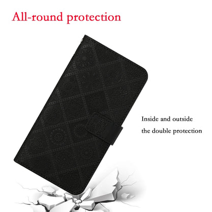 For Samsung Galaxy S25 Ultra 5G Ethnic Style Embossed Pattern Leather Phone Case(Black) by buy2fix