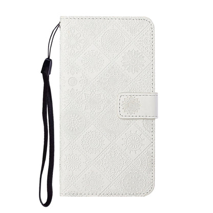 For Samsung Galaxy S25 Ultra 5G Ethnic Style Embossed Pattern Leather Phone Case(White) by buy2fix