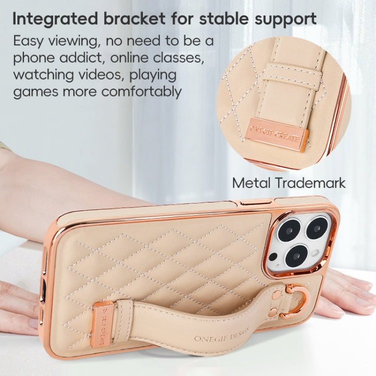 For iPhone 12 / 12 Pro VIETAO Rhombic Texture Wristband PU Phone Case(Black) - iPhone 12 / 12 Pro Cases by VIETAO | Online Shopping UK | buy2fix