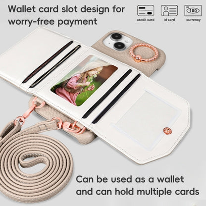 For iPhone 13 Pro VIETAO Ring Holder Card Bag Phone Case with Lanyard(White) - iPhone 13 Pro Cases by VIETAO | Online Shopping UK | buy2fix