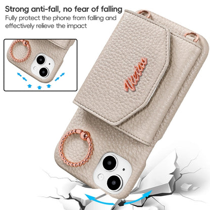 For iPhone 13 VIETAO Ring Holder Card Bag Phone Case with Lanyard(Pink) - iPhone 13 Cases by VIETAO | Online Shopping UK | buy2fix