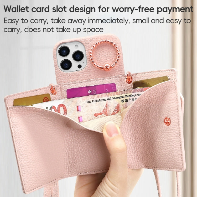 For iPhone 13 Pro Max VIETAO Ring Holder Wallet PU Phone Case with Lanyard(Pink) - iPhone 13 Pro Max Cases by VIETAO | Online Shopping UK | buy2fix