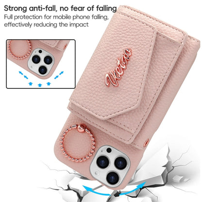 For iPhone 13 Pro Max VIETAO Ring Holder Wallet PU Phone Case with Lanyard(Pink) - iPhone 13 Pro Max Cases by VIETAO | Online Shopping UK | buy2fix