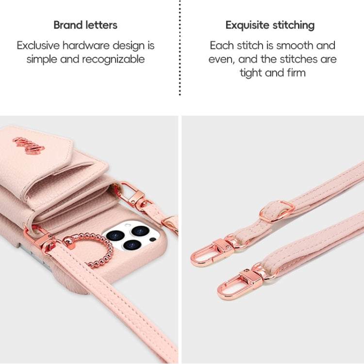 For iPhone 13 Pro VIETAO Ring Holder Wallet PU Phone Case with Lanyard(Pink) - iPhone 13 Pro Cases by VIETAO | Online Shopping UK | buy2fix