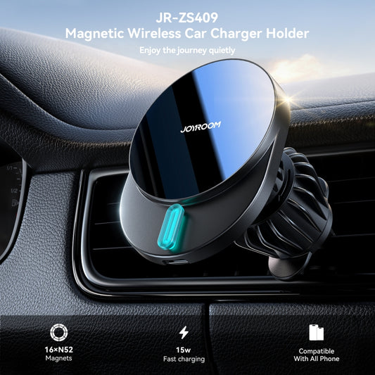 JOYROOM JR-ZS409 Magnetic Car Air Vent Phone Wireless Charging Mount(Black) - Wireless Charger Holders by JOYROOM | Online Shopping UK | buy2fix
