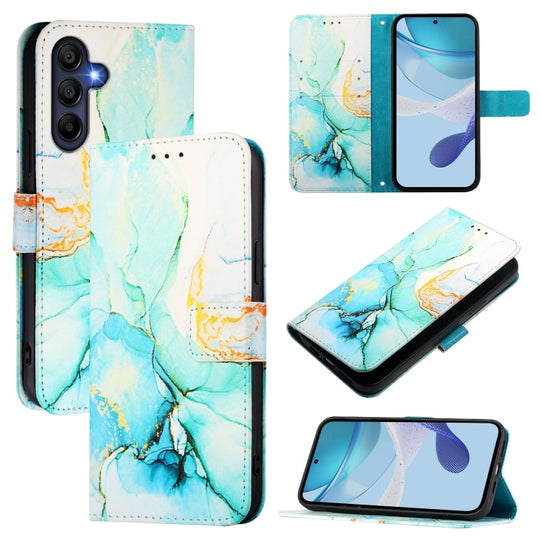 For Samsung Galaxy A16 5G PT003 Marble Pattern Flip Leather Phone Case(Green)
