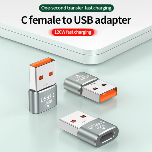 120W 10Gbps USB3.1 Male to USB-C / Type-C Female OTG Mini Adapter(Black) - OTG Adapter by buy2fix | Online Shopping UK | buy2fix