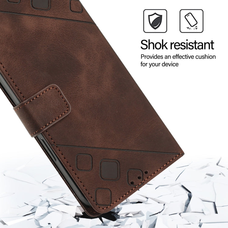 For Redmi K70 Ultra 5G Global Skin-feel Embossed Leather Phone Case(Brown) - Xiaomi Cases by buy2fix | Online Shopping UK | buy2fix