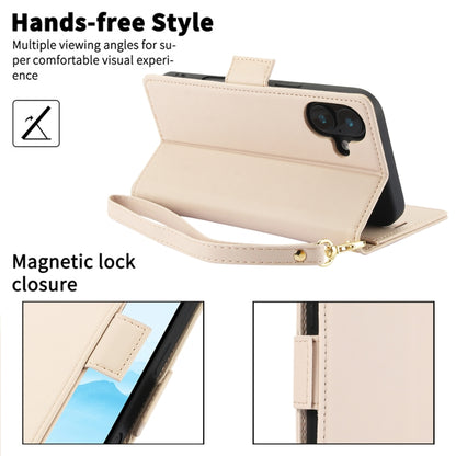 For iPhone 16 Plus Side Buckle RFID Anti-theft Leather Phone Case(Apricot) - iPhone 16 Plus Cases by buy2fix | Online Shopping UK | buy2fix