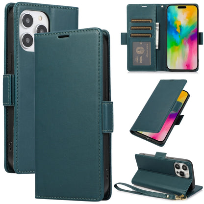 For iPhone 16 Pro Side Buckle RFID Anti-theft Leather Phone Case(Green) by buy2fix