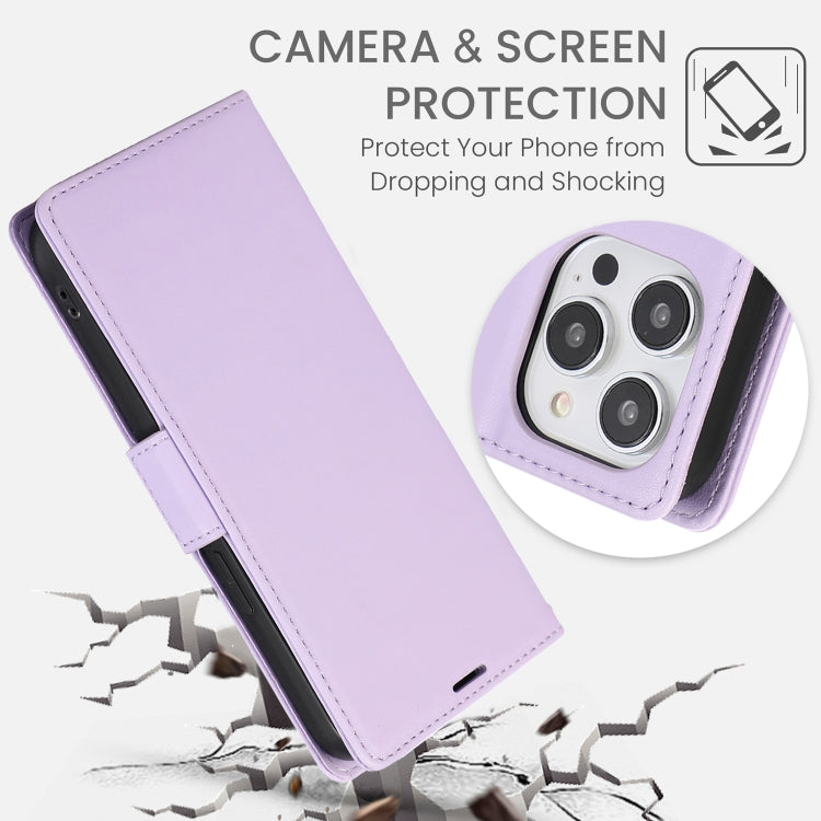 For iPhone 16 Pro Side Buckle RFID Anti-theft Leather Phone Case(Light Purple) by buy2fix