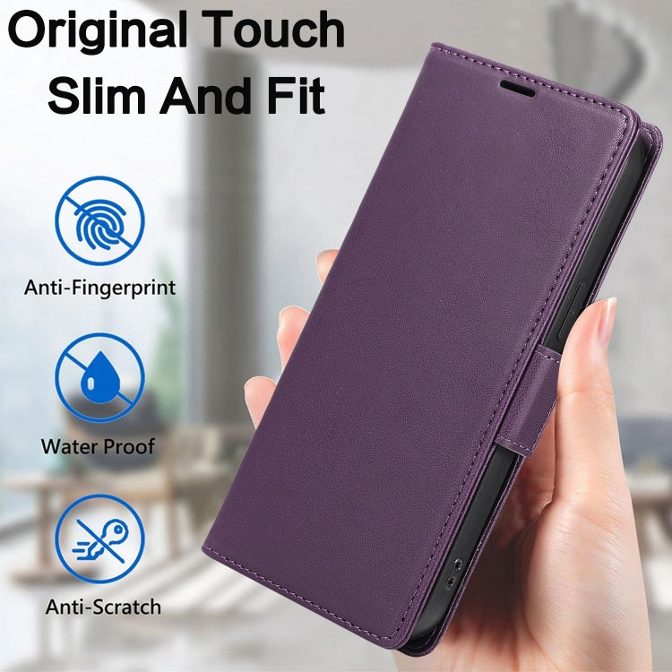 For iPhone 16 Pro Side Buckle RFID Anti-theft Leather Phone Case(Dark Purple) by buy2fix