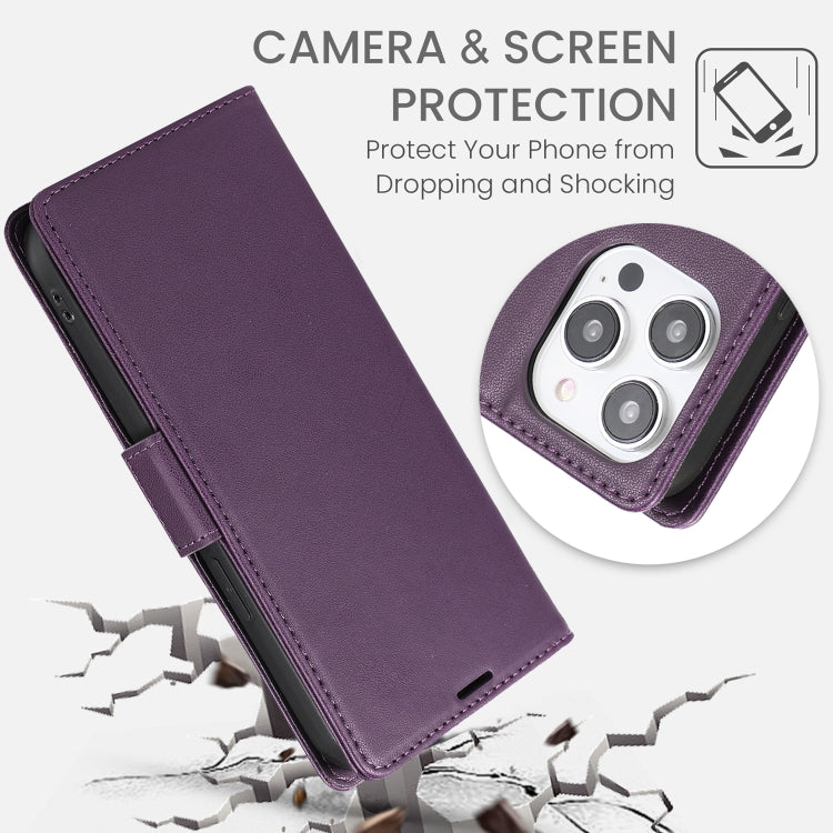 For iPhone 16 Pro Side Buckle RFID Anti-theft Leather Phone Case(Dark Purple) by buy2fix