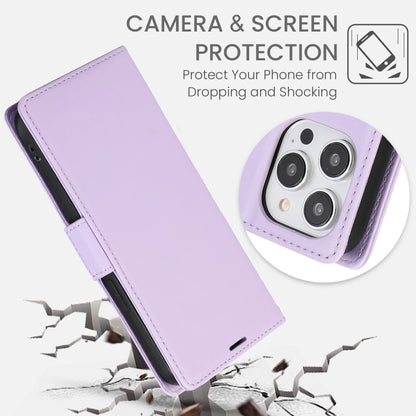 For iPhone 16 Pro Max Side Buckle RFID Anti-theft Leather Phone Case(Light Purple) by buy2fix