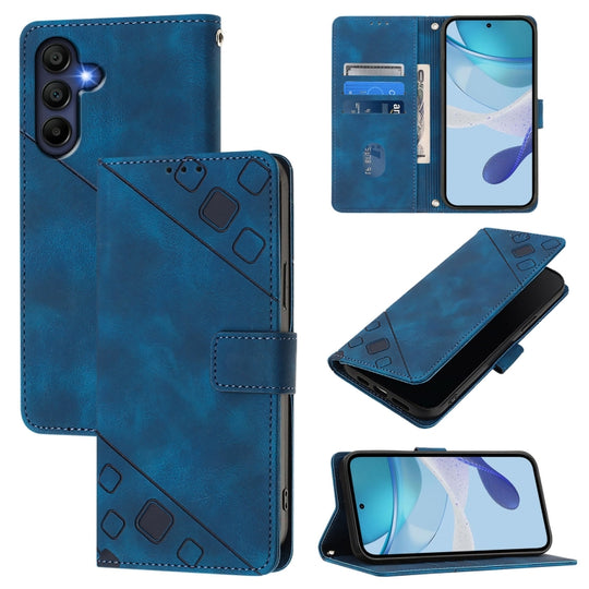 For Samsung Galaxy A26 5G Skin-feel Embossed Leather Phone Case(Blue)