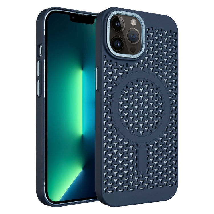 For iPhone 13 Pro Max Ice Feeling Cooling MagSafe Magnetic Phone Case(Navy Blue) by buy2fix