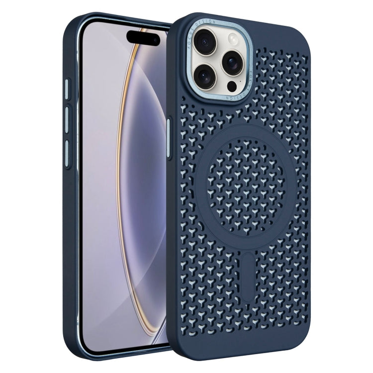For iPhone 16 Pro Max Ice Feeling Cooling MagSafe Magnetic Phone Case(Navy Blue) by buy2fix