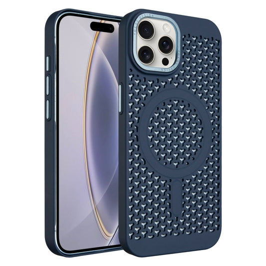 For iPhone 16 Pro Max Ice Feeling Cooling MagSafe Magnetic Phone Case(Navy Blue) by buy2fix