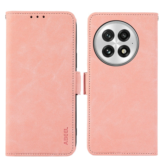 For OnePlus 13 ABEEL Frosted Magnetic RFID Leather Phone Case(Pink)