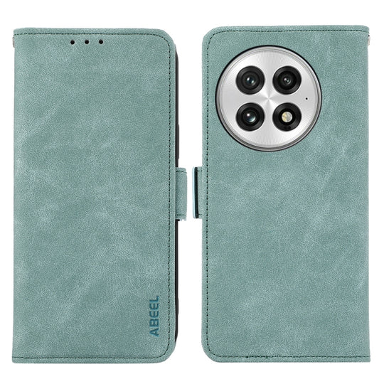 For OnePlus 13 ABEEL Frosted Magnetic RFID Leather Phone Case(Cyan)