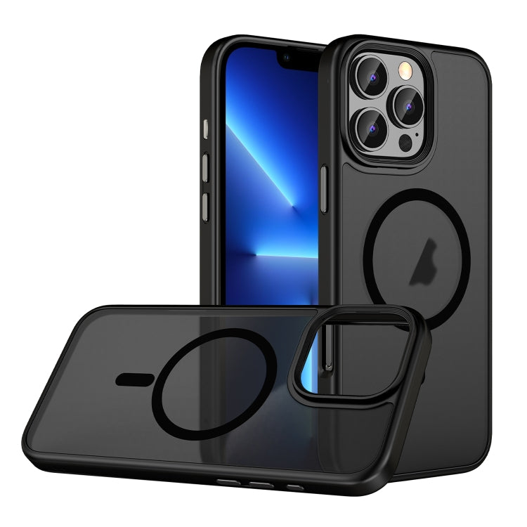 For iPhone 13 Pro Max Skin Feel Frosted MagSafe Magnetic Phone Case(Transparent Black) by buy2fix