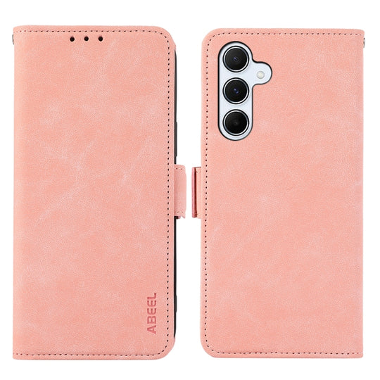 For Samsung Galaxy A36 5G ABEEL Frosted Magnetic RFID Leather Phone Case(Pink)