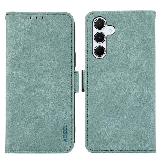 For Samsung Galaxy A17 5G/A18 5G ABEEL Frosted Magnetic RFID Leather Phone Case(Cyan)