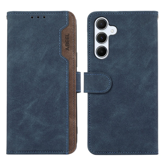 For Samsung Galaxy A26 5G ABEEL Color Block Magnetic RFID Leather Phone Case(Blue-Brown)