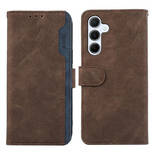 For Samsung Galaxy A17 5G/A18 5G ABEEL Color Block Magnetic RFID Leather Phone Case(Brown-Blue)