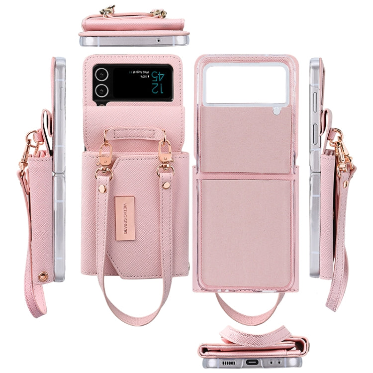 For Samsung Galaxy Z Flip4 VIETAO Portable Wallet Foldable PU Phone Case(Rose Gold) - Galaxy Z Flip4 5G Cases by VIETAO | Online Shopping UK | buy2fix