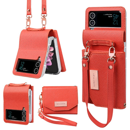 For Samsung Galaxy Z Flip4 VIETAO Portable Wallet Foldable PU Phone Case(Orange) - Galaxy Z Flip4 5G Cases by VIETAO | Online Shopping UK | buy2fix