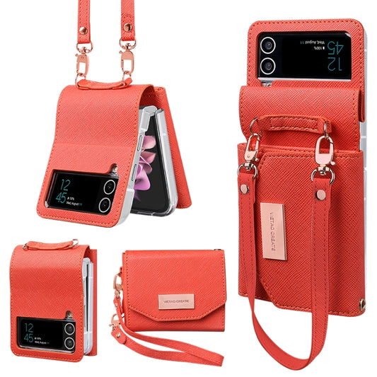 For Samsung Galaxy Z Flip4 VIETAO Portable Wallet Foldable PU Phone Case(Orange) - Galaxy Z Flip4 5G Cases by VIETAO | Online Shopping UK | buy2fix