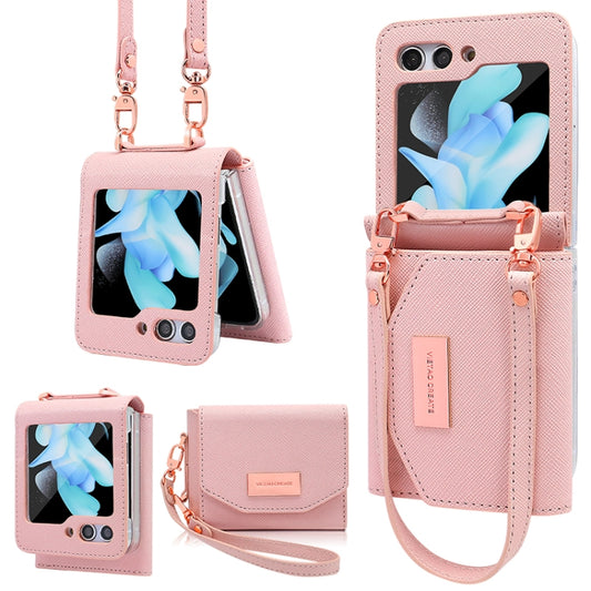 For Samsung Galaxy Z Flip6 VIETAO Portable Wallet Foldable PU Phone Case(Pink) - Galaxy Z Flip6 5G Cases by VIETAO | Online Shopping UK | buy2fix