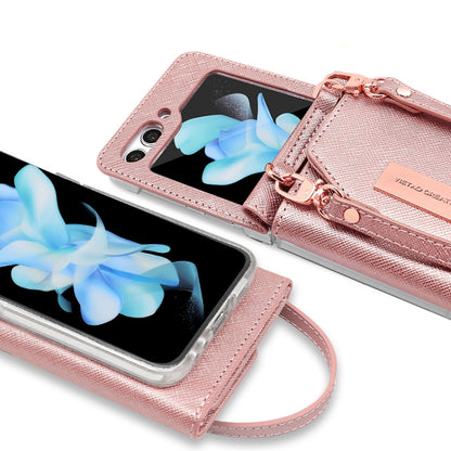 For Samsung Galaxy Z Flip6 VIETAO Portable Wallet Foldable PU Phone Case(Pink) - Galaxy Z Flip6 5G Cases by VIETAO | Online Shopping UK | buy2fix