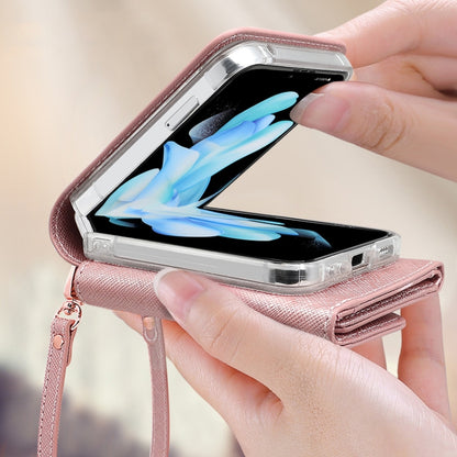 For Samsung Galaxy Z Flip6 VIETAO Portable Wallet Foldable PU Phone Case(Pink) - Galaxy Z Flip6 5G Cases by VIETAO | Online Shopping UK | buy2fix