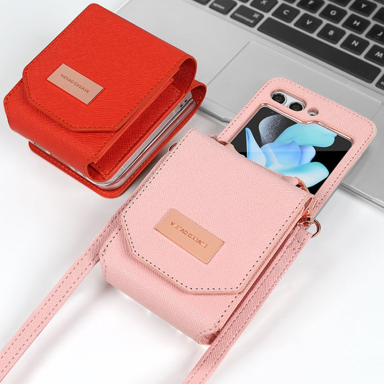 For Samsung Galaxy Z Flip5 VIETAO Portable Organ Style Wallet PU Phone Case(Rose Gold) - Galaxy Z Flip5 Cases by VIETAO | Online Shopping UK | buy2fix