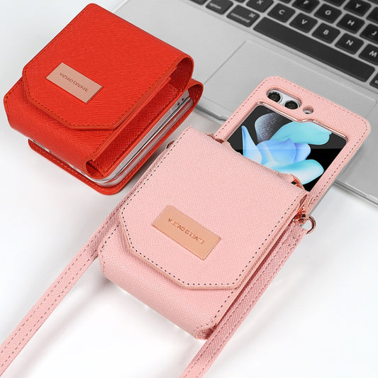 For Samsung Galaxy Z Flip5 VIETAO Portable Organ Style Wallet PU Phone Case(Rose Gold) - Galaxy Z Flip5 Cases by VIETAO | Online Shopping UK | buy2fix