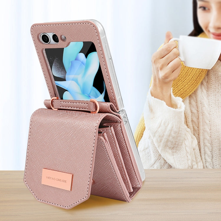 For Samsung Galaxy Z Flip5 VIETAO Portable Organ Style Wallet PU Phone Case(Red) - Galaxy Z Flip5 Cases by VIETAO | Online Shopping UK | buy2fix