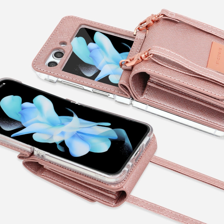 For Samsung Galaxy Z Flip5 VIETAO Portable Organ Style Wallet PU Phone Case(Pink) - Galaxy Z Flip5 Cases by VIETAO | Online Shopping UK | buy2fix