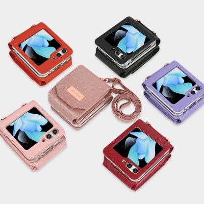 For Samsung Galaxy Z Flip5 VIETAO Portable Organ Style Wallet PU Phone Case(Pink) - Galaxy Z Flip5 Cases by VIETAO | Online Shopping UK | buy2fix